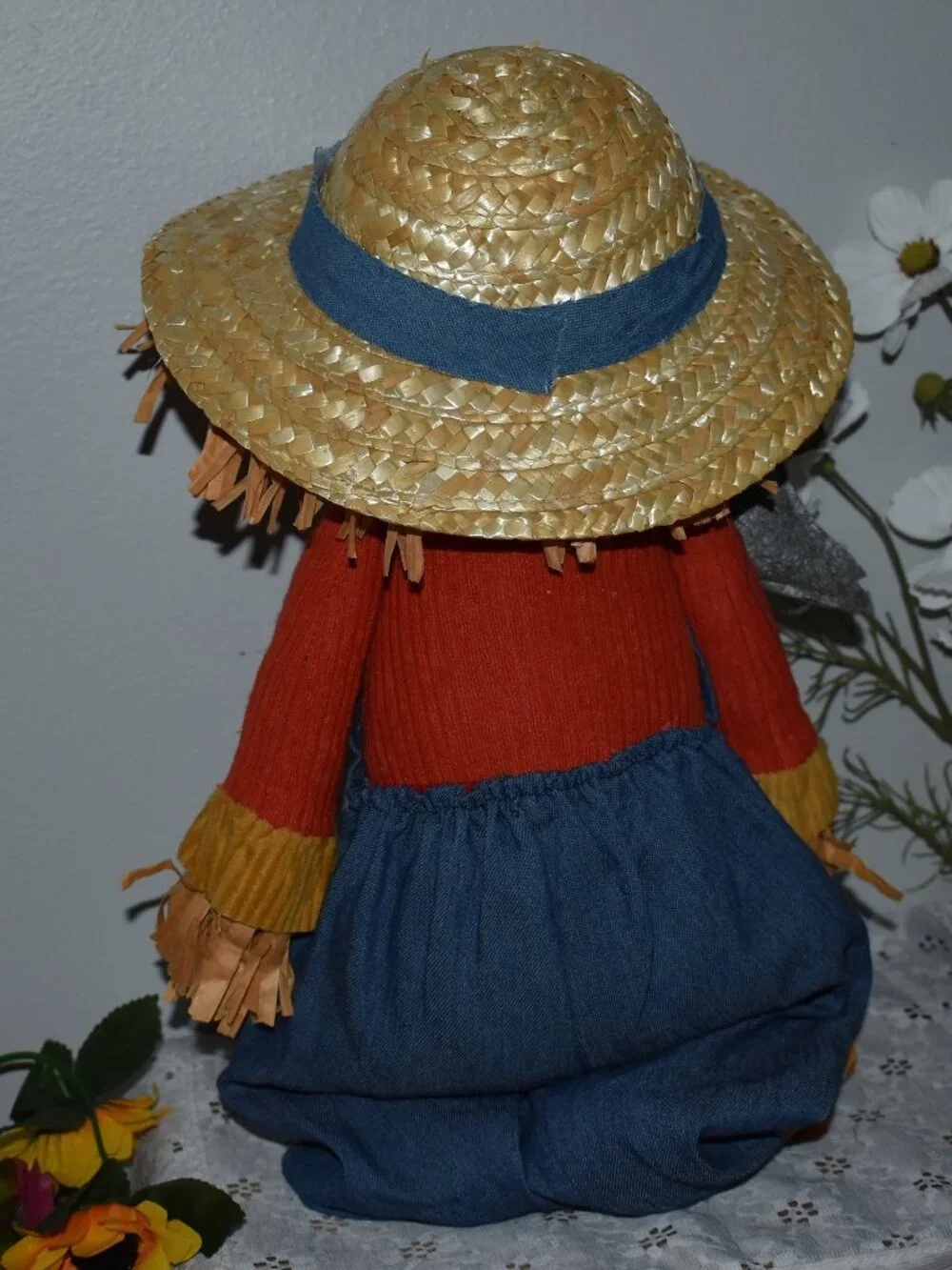 Country Cottage Jack O Lantern Pumpkin Scarecrow Man Doll Fall Halloween Decor